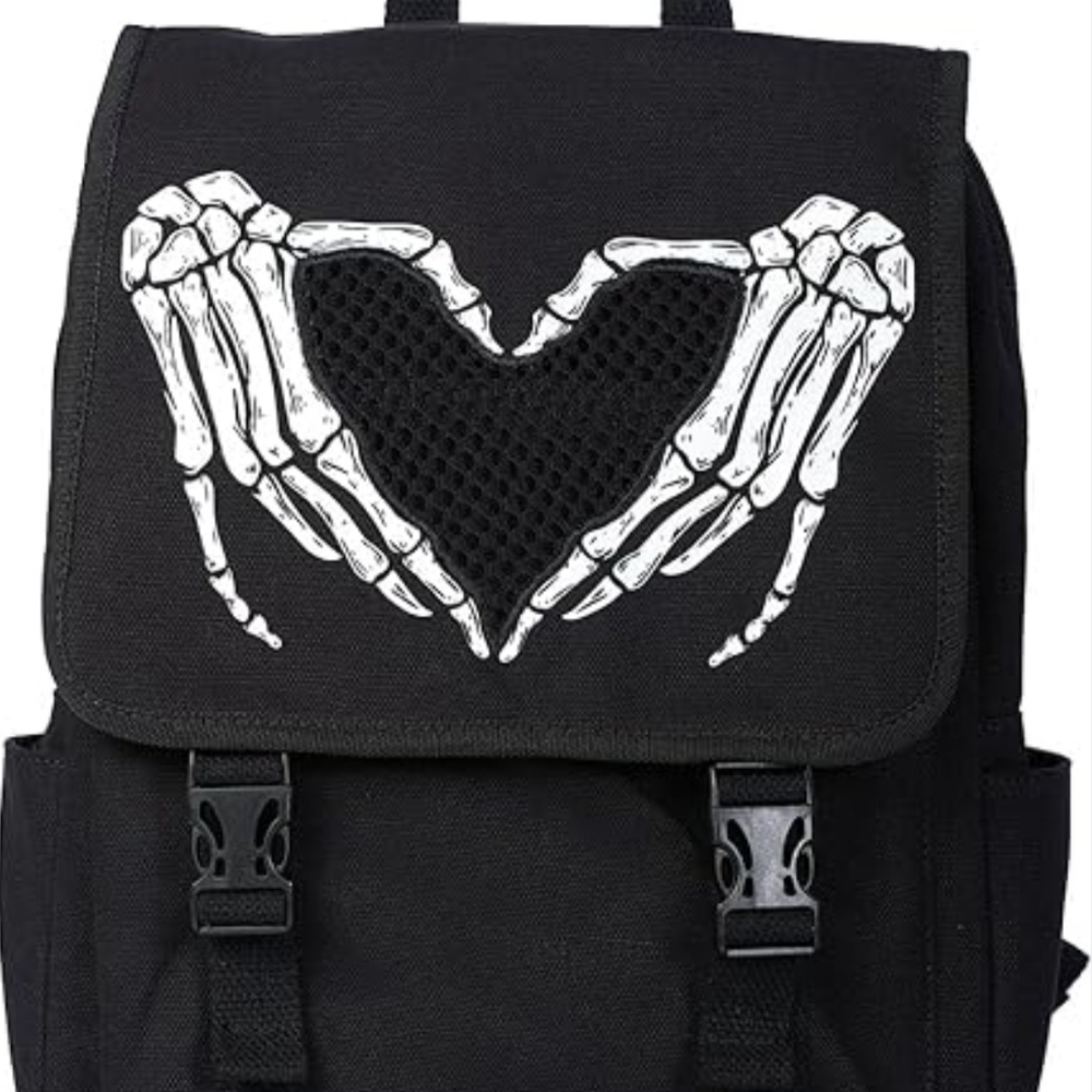 Lost Queen Skeleton Heart Black Backpack